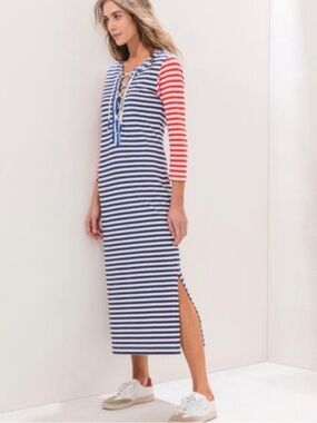 J.Crew Nautical Sailor Stripe Lace-Up Baltic Maxi Dress Striped Size XXS